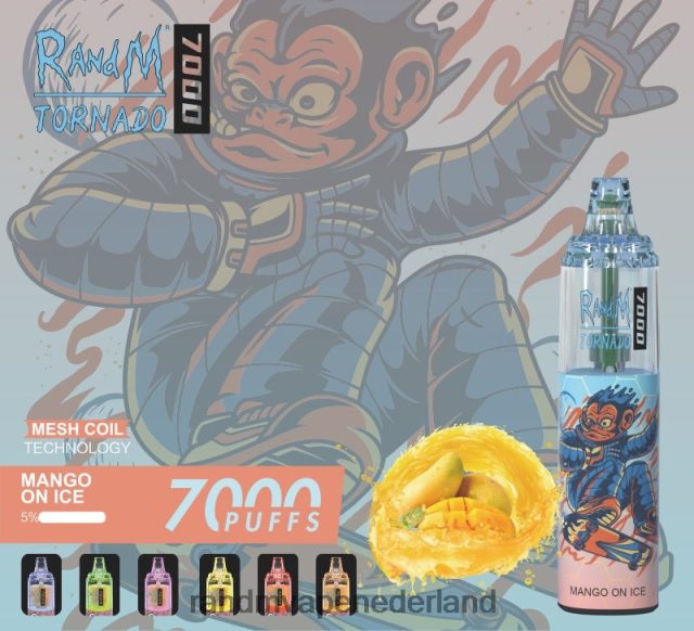 RandM Vape Netherlands - RandM Tornado 7000 vape-apparaat met luchtstroomregeling 1 st V8J408173 druiven ijs