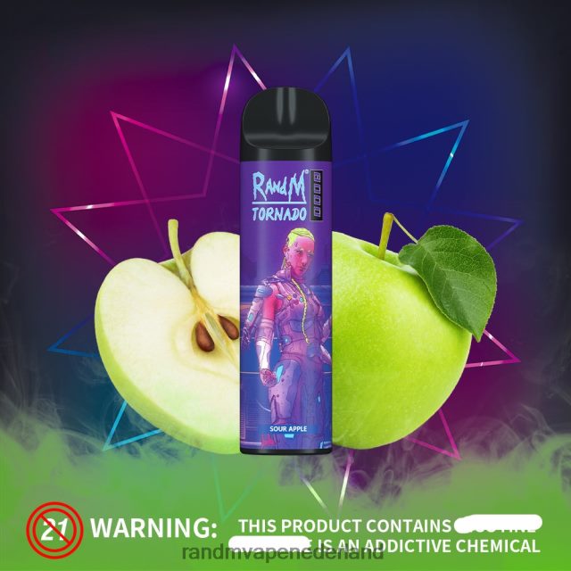 RandM Vape Prijs - RandM Tornado 8000 vape-apparaat met luchtstroomregeling 1 st V8J408240 zure appel