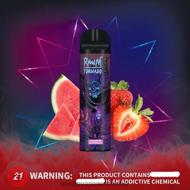 Tornado Vape Amsterdam - RandM Tornado 8000 vape-apparaat met luchtstroomregeling 1 st V8J408238 aardbei watermeloen