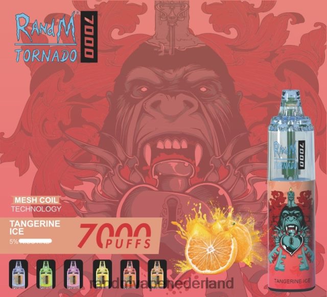 Tornado Vape Smaken - RandM Tornado 7000 vape-apparaat met luchtstroomregeling 1 st V8J408166 mandarijn ijs