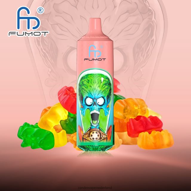 RandM Vape Amsterdam - Fumot RandM Tornado 9000 pro vape-apparaat met batterij en ejuice-display versie 1 V8J408189 gummybeer