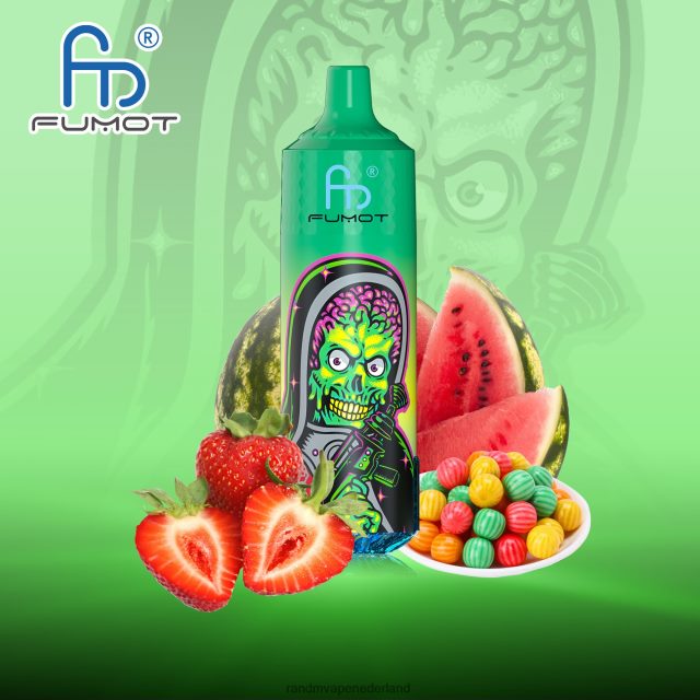 RandM Vape Nederland - Fumot RandM Tornado 9000 pro vape-apparaat met batterij en ejuice-display versie 1 V8J408201 aardbei-watermeloen bubblegum