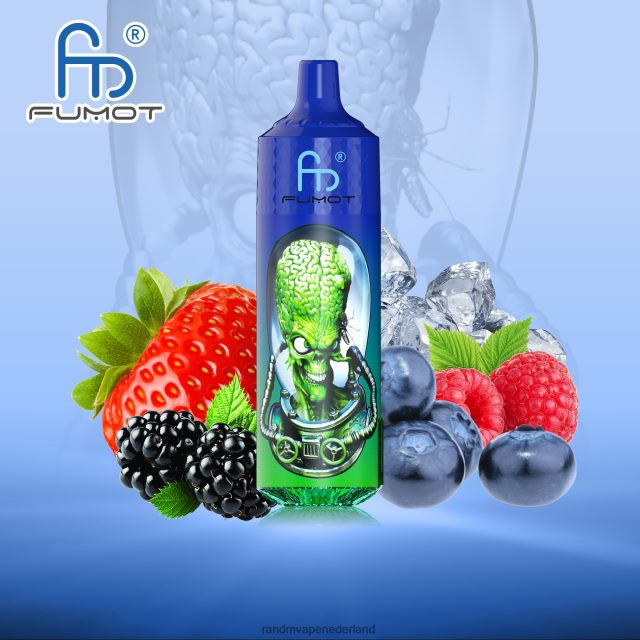 RandM Vapes Kopen - Fumot RandM Tornado 9000 pro vape-apparaat met batterij en ejuice-display versie 1 V8J408192 gemixte bessen