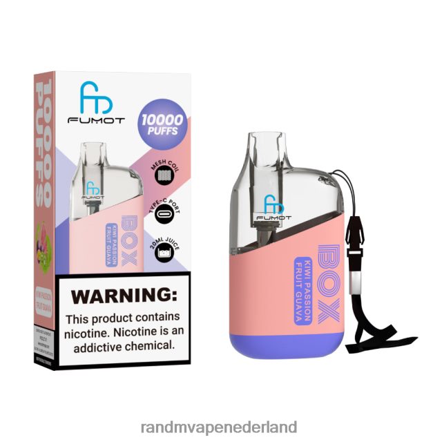RandM Tornado Vape Nederland - Fumot Original RandM Tornado Box 10000 luchtstroomregeling vape-apparaat 1 st V8J40897 kiwi-passievrucht-guave