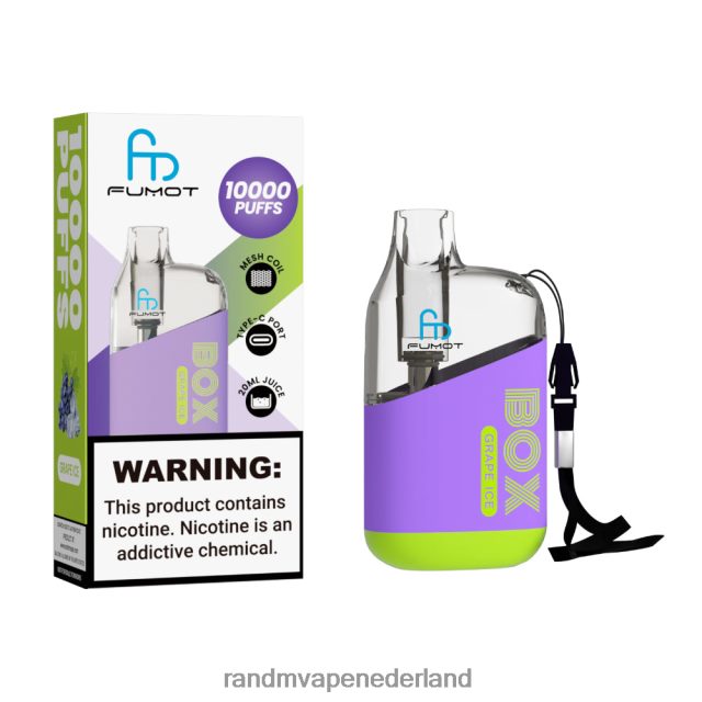 RandM Vape Amsterdam - Fumot Original RandM Tornado Box 10000 luchtstroomregeling vape-apparaat 1 st V8J40889 druiven ijs