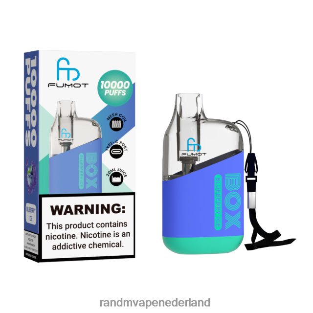 RandM Vape Nederland - Fumot Original RandM Tornado Box 10000 luchtstroomregeling vape-apparaat 1 st V8J40891 bosbessen ijs